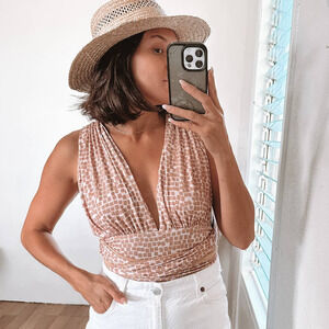 Free People 100 Ways Convertible Printed Bodysuit Size Medium